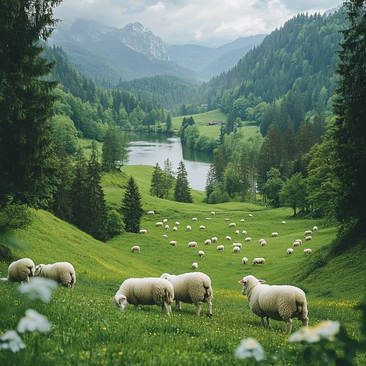 A peaceful green valley with sheep, symbolizing a mindful Christian journey rooted in faith, reflection, and unseen stories.