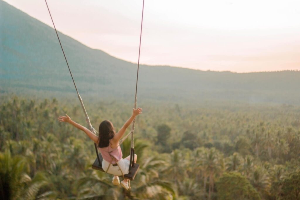Giant swing at Esmeris Farm surrounded by trees