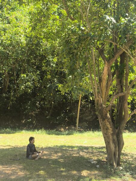 Quiet meditation area surrounded by nature at Marilaque Camp
